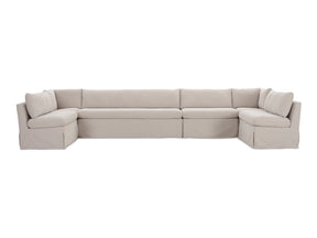 Fable Beige U Shape Slipcover Dining Banquette 168 in - Ornate Home