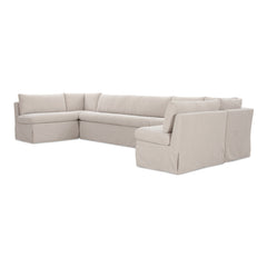 Fable Beige U Shape Slipcover Dining Banquette 168 in - Ornate Home