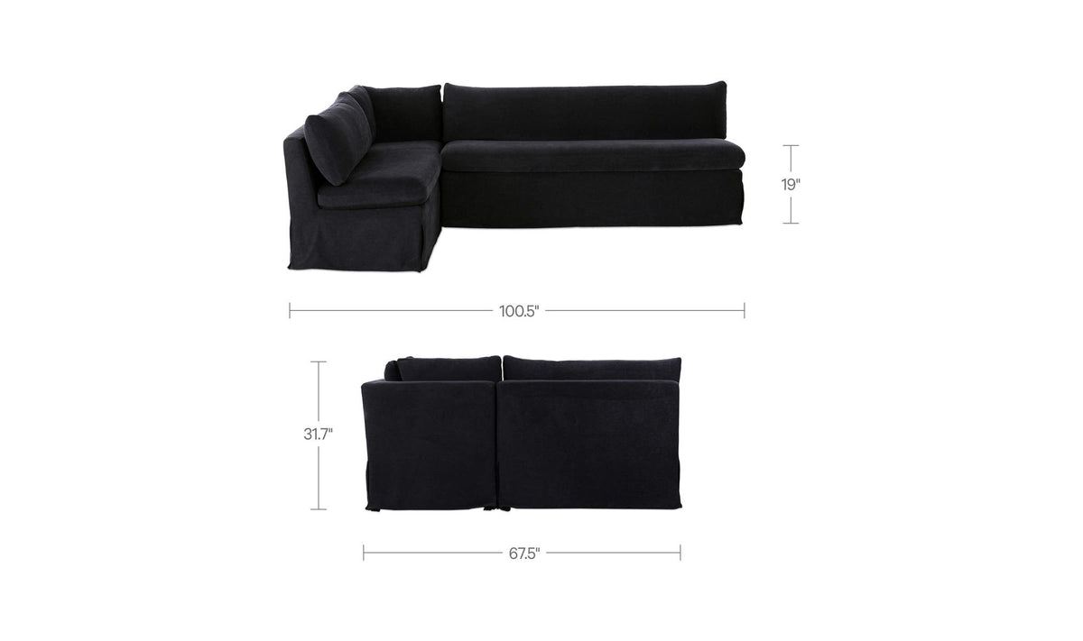 Fable Black 100.5 in L-Shape Slipcover Dining Banquette - Ornate Home