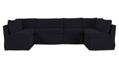 Fable Black 121 in U-Shape Slipcover Dining Banquette - Ornate Home