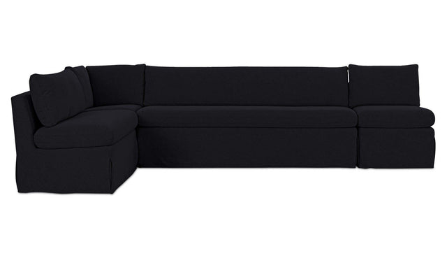 Fable Black 125.5 in L-Shape Slipcover Dining Banquette - Ornate Home