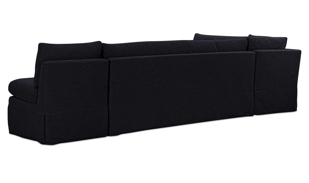 Fable Black 125.5 in L-Shape Slipcover Dining Banquette - Ornate Home