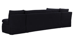 Fable Black 125.5 in L-Shape Slipcover Dining Banquette - Ornate Home