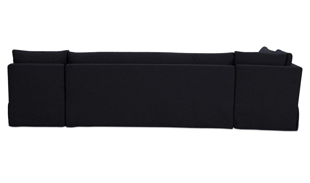 Fable Black 125.5 in L-Shape Slipcover Dining Banquette - Ornate Home