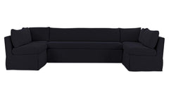 Fable Black 129 in U-Shape Slipcover Dining Banquette - Ornate Home