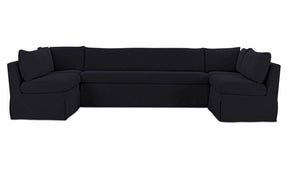 Fable Black 129 in U-Shape Slipcover Dining Banquette - Ornate Home