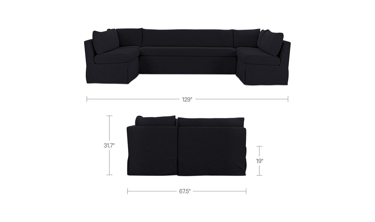 Fable Black 129 in U-Shape Slipcover Dining Banquette - Ornate Home