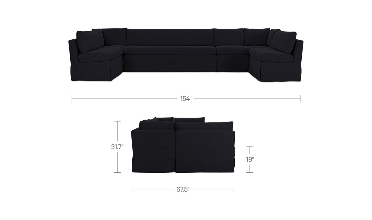 Fable Black 154 in U-Shape Slipcover Dining Banquette - Ornate Home