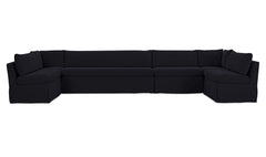 Fable Black 168 in U-Shape Slipcover Dining Banquette