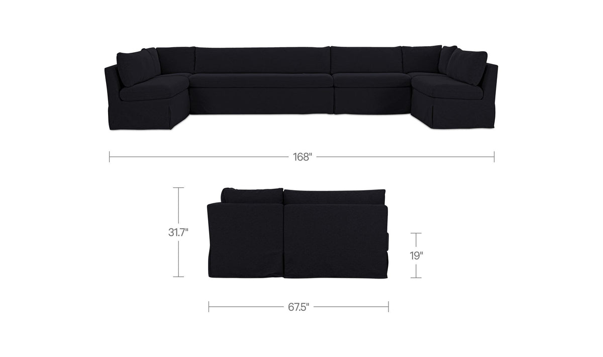 Fable Black 168 in U-Shape Slipcover Dining Banquette - Ornate Home