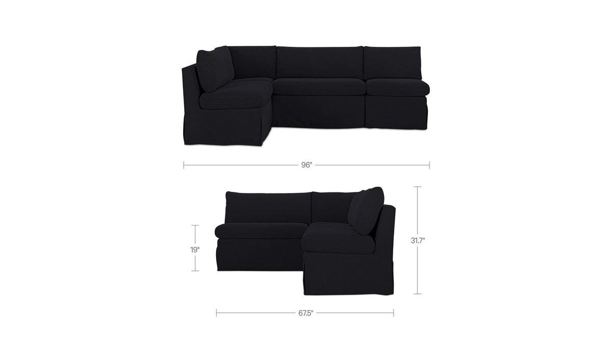 Fable Black 96 in L-Shape Slipcover Dining Banquette - Ornate Home