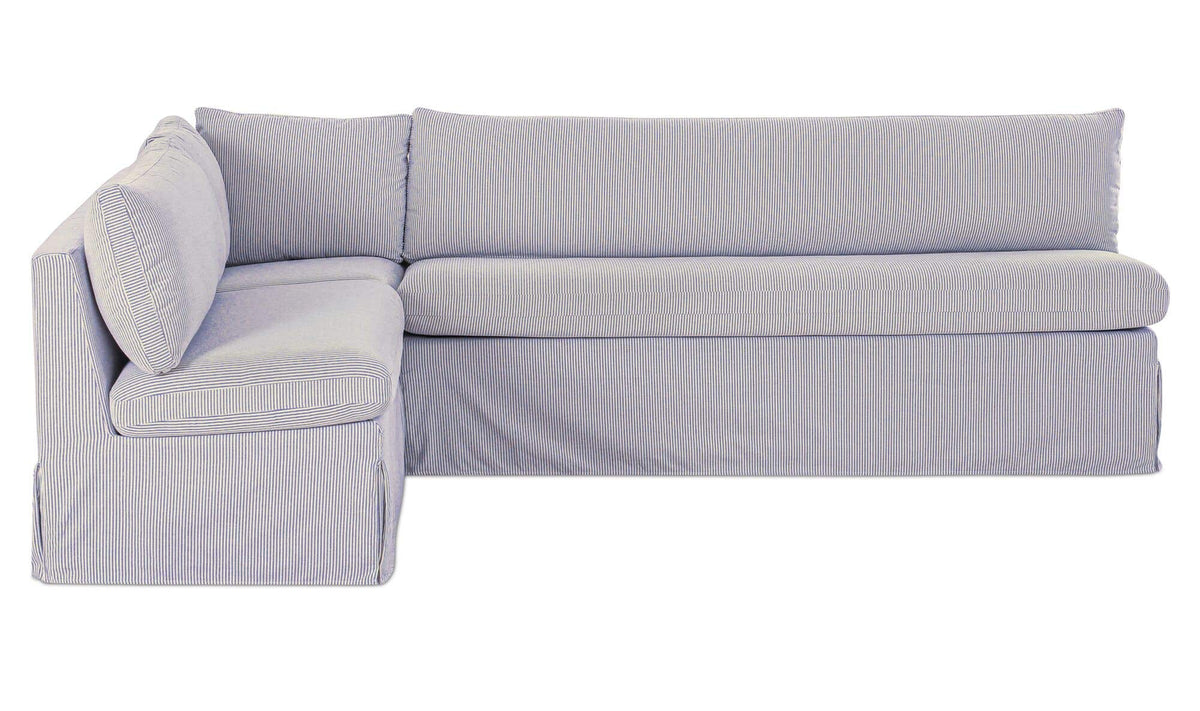 Fable Navy Stripe 100.5 in L-Shape Slipcover Dining Banquette - Ornate Home
