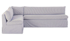 Fable Navy Stripe 100.5 in L-Shape Slipcover Dining Banquette - Ornate Home