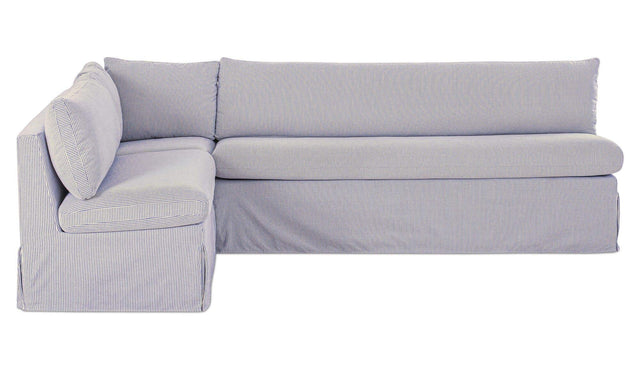 Fable Navy Stripe 100.5 in L-Shape Slipcover Dining Banquette - Ornate Home