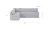 Fable Navy Stripe 100.5 in L-Shape Slipcover Dining Banquette - Ornate Home