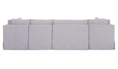 Fable Navy Stripe 121 in U-Shape Slipcover Dining Banquette - Ornate Home
