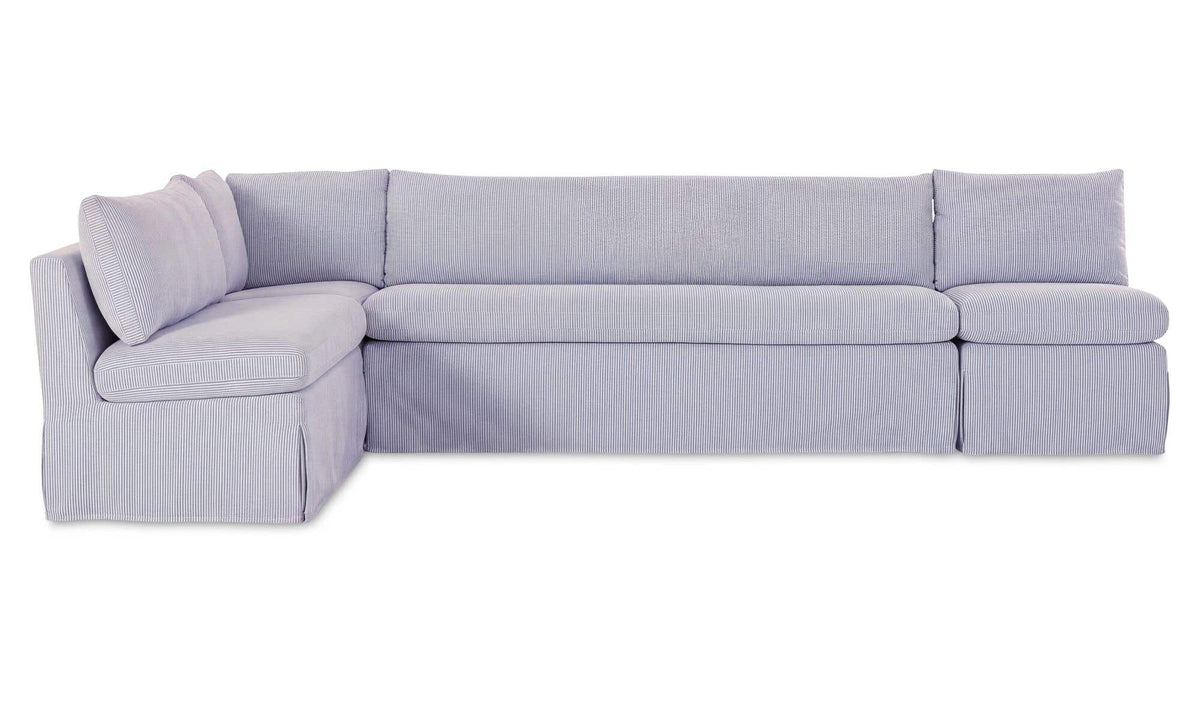 Fable Navy Stripe 125.5 in L-Shape Slipcover Dining Banquette - Ornate Home