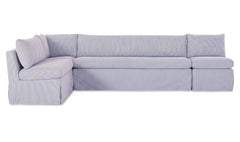 Fable Navy Stripe 125.5 in L-Shape Slipcover Dining Banquette - Ornate Home