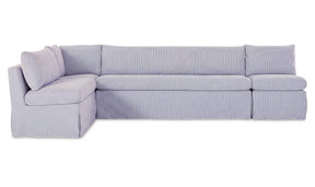 Fable Navy Stripe 125.5 in L-Shape Slipcover Dining Banquette - Ornate Home