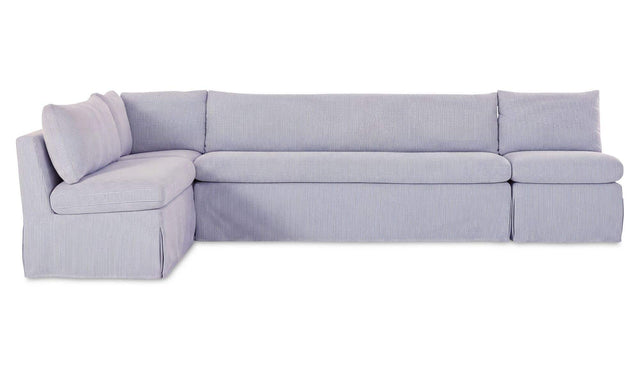 Fable Navy Stripe 125.5 in L-Shape Slipcover Dining Banquette - Ornate Home