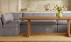Fable Navy Stripe 125.5 in L-Shape Slipcover Dining Banquette - Ornate Home