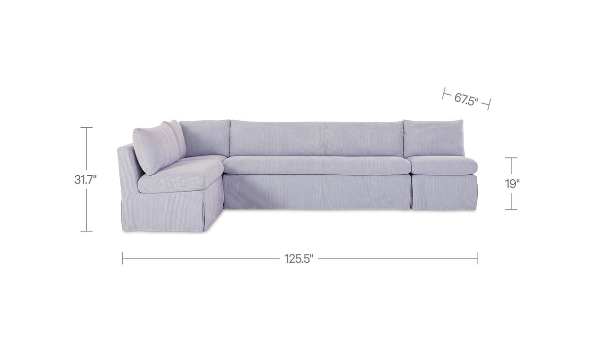 Fable Navy Stripe 125.5 in L-Shape Slipcover Dining Banquette - Ornate Home