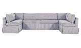 Fable Navy Stripe 129 in U-Shape Slipcover Dining Banquette - Ornate Home