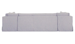 Fable Navy Stripe 129 in U-Shape Slipcover Dining Banquette - Ornate Home
