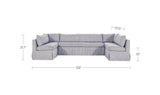 Fable Navy Stripe 129 in U-Shape Slipcover Dining Banquette - Ornate Home