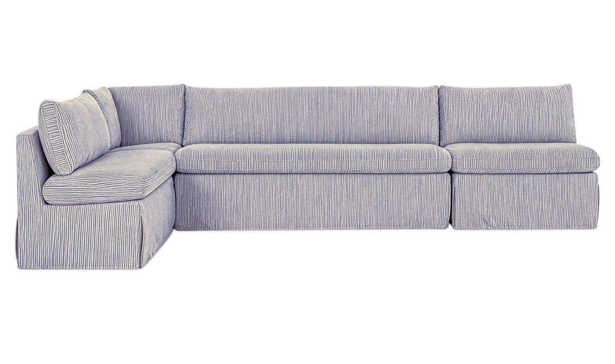 Fable Navy Stripe 139.5 in L-Shape Slipcover Dining Banquette