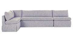 Fable Navy Stripe 139.5 in L-Shape Slipcover Dining Banquette - Ornate Home
