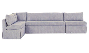 Fable Navy Stripe 139.5 in L-Shape Slipcover Dining Banquette