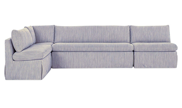 Fable Navy Stripe 139.5 in L-Shape Slipcover Dining Banquette