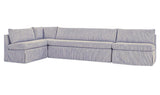 Fable Navy Stripe 139.5 in L-Shape Slipcover Dining Banquette