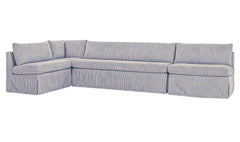 Fable Navy Stripe 139.5 in L-Shape Slipcover Dining Banquette - Ornate Home