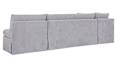 Fable Navy Stripe 139.5 in L-Shape Slipcover Dining Banquette - Ornate Home