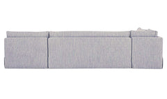 Fable Navy Stripe 139.5 in L-Shape Slipcover Dining Banquette - Ornate Home