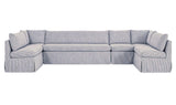 Fable Navy Stripe 154 in U-Shape Slipcover Dining Banquette - Ornate Home