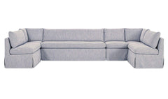 Fable Navy Stripe 154 in U-Shape Slipcover Dining Banquette - Ornate Home