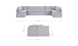 Fable Navy Stripe 154 in U-Shape Slipcover Dining Banquette - Ornate Home