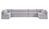Fable Navy Stripe 168 in U-Shape Slipcover Dining Banquette - Ornate Home