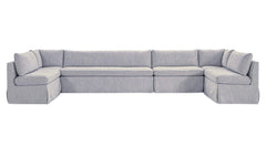 Fable Navy Stripe 168 in U-Shape Slipcover Dining Banquette
