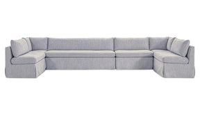 Fable Navy Stripe 168 in U-Shape Slipcover Dining Banquette - Ornate Home