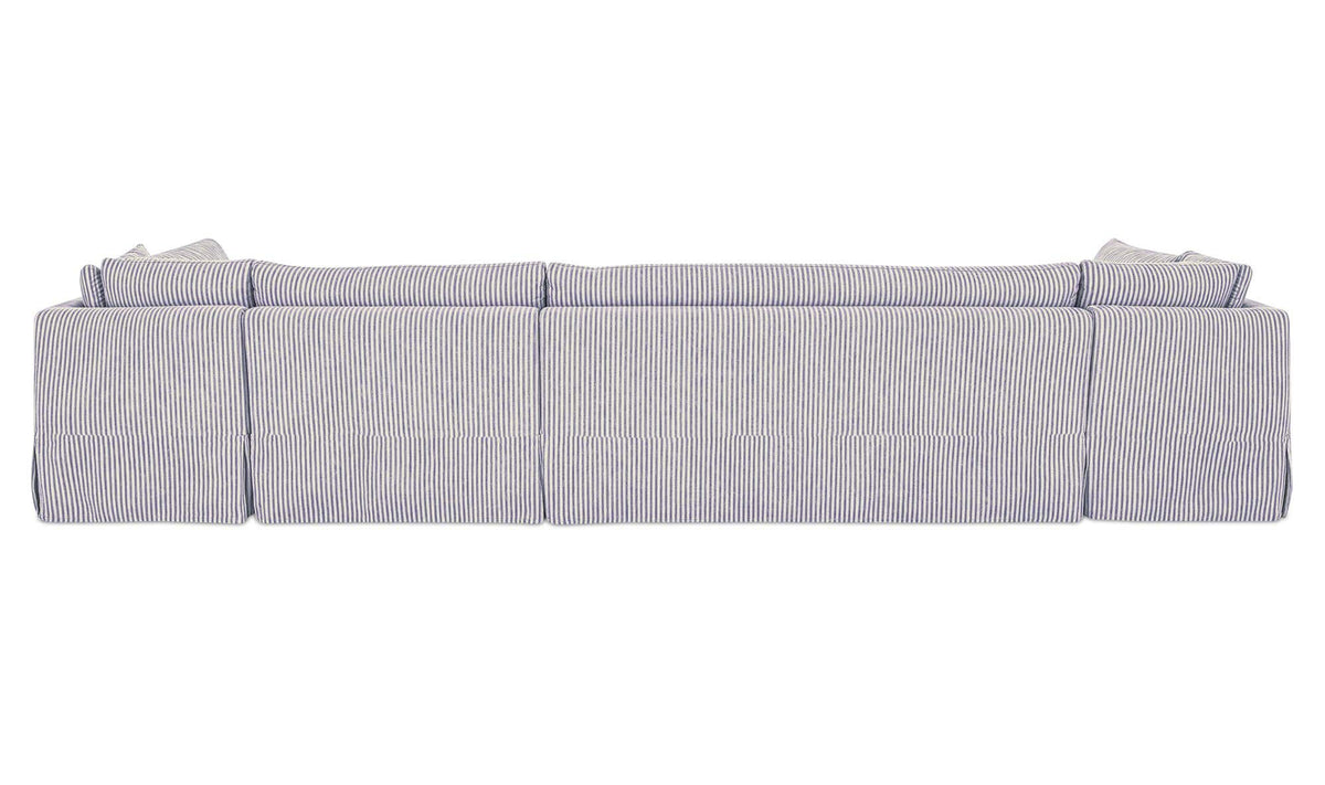 Fable Navy Stripe 168 in U-Shape Slipcover Dining Banquette - Ornate Home