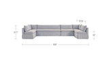 Fable Navy Stripe 168 in U-Shape Slipcover Dining Banquette - Ornate Home