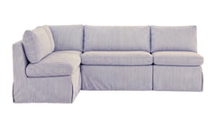 Fable Navy Stripe 96 in L-Shape Slipcover Dining Banquette - Ornate Home
