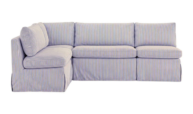 Fable Navy Stripe 96 in L-Shape Slipcover Dining Banquette - Ornate Home