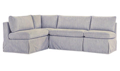 Fable Navy Stripe 96 in L-Shape Slipcover Dining Banquette - Ornate Home