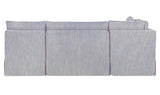 Fable Navy Stripe 96 in L-Shape Slipcover Dining Banquette - Ornate Home