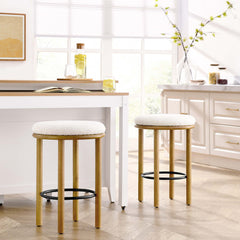 Fable Oak/Ivory Boucle Fabric Counter Stools (Set of 2) - Ornate Home
